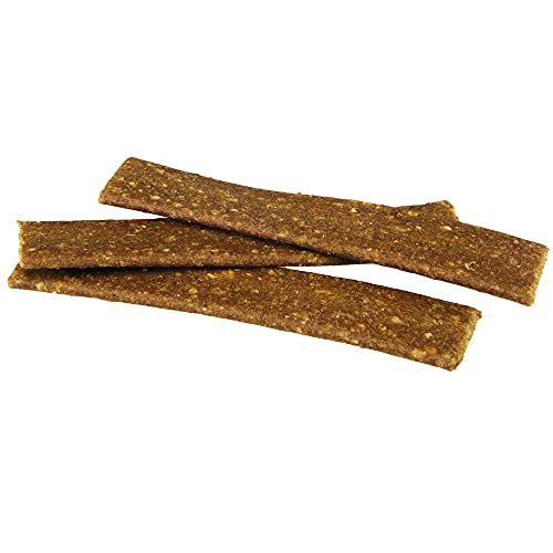 Schecker Hundeleckerli - Gourmet Kaustreifen mit Strauß 5 x 200 g - Lecker - weich - fettarm - Kaustange - Fleischstreifen - 5 x 200g