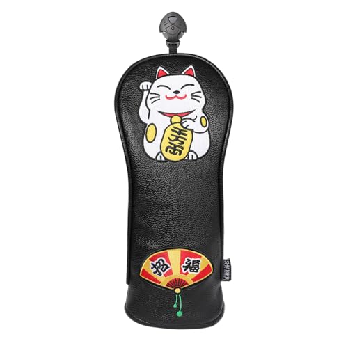 Couvre-club de golf Maneki-Neko housse de protection chat porte-bonheur noir