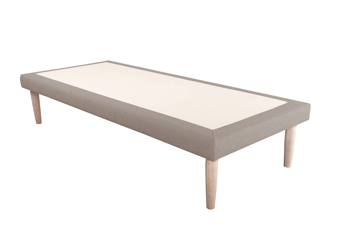 EVERGREENWEB - Struttura Letto Imbottita 80x200 cm Letto Singolo con Rivestimento in tessuto Idrorepellente Tortora, Rete letto singola Ortopedica, Piattaforma Base per Materasso, Altezza 35 cm