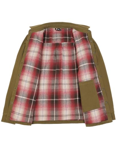 Image of ZENTHACE Men's Full Flannel Lined Shirt Jacket, Heavy Washed Rugged Cotton