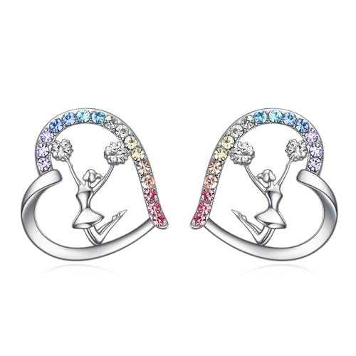 Cheerleader Earrings Stud Gifts,Heart Sport Cheerleader Jewelry Cheer Accessories Birthday Gifts for Cheerleading Lovers