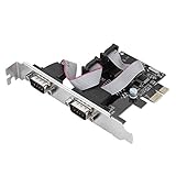 PCI-E to RS232 2-Port Serial Port Converter Adapter, Serial RS-232 PCIe Card Low Bracket with 16C550 UART, RS232 PCIe X1 Card for Desktop