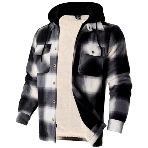 Image of LeeHanTon Mens Flannel Jacket Heavyweight Sherpa Fleece Jackets Outdoor Hiking Casual Soft Warm Coat with Pockets