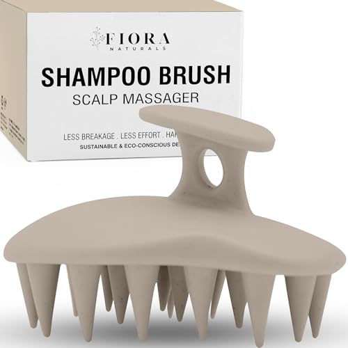 Fiora Naturals Scalp Massager Shampoo Brush - Silicon Scalp Scrubber & Exfoliator for Dandruff Removal and Hair Growth, Scalp Brush for Wet & Dry Hair, Shampoo Brush for Men, Women, Kids - BPA Free