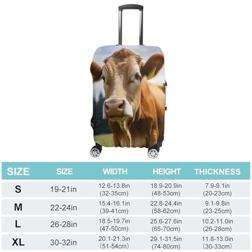 Animal Brown Cow Luggage Covers Tsa Approved Suitcase Cover Elastic Washable Luggage Sleeve Carry on Cover Protector Anti-Scratch Suitcase Protector Fits 19-30 Inch Case(L)2