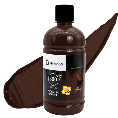 Image of Artecho Burnt Umber Acrylic Paint 500ml / 17oz Large Bottle
