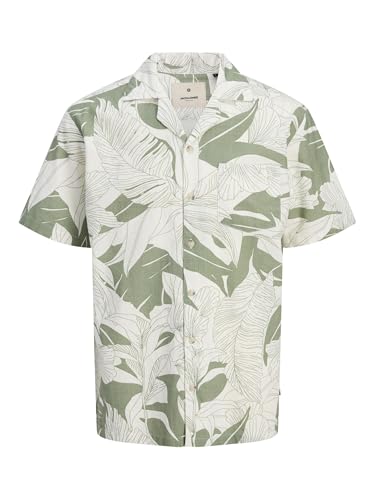 JACK & JONES Jprblubahamas Print Resort S/S T-Shirt, Hedge Green, S