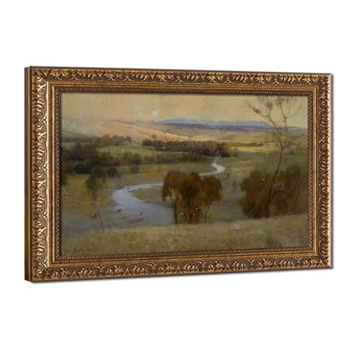Affiches Arthur Streeton Still Glides in Stream 1890 déco murale toile 30x45 cm