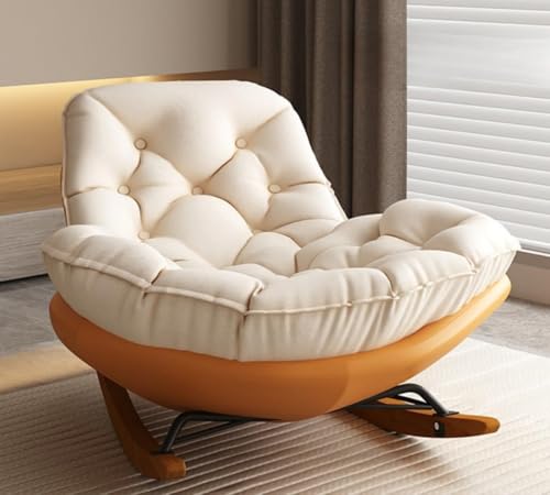 Buccvut ロッキングチェア 和式シングルロッキングチェア、 おしゃれ 北欧 椅子 ゆったり 揺れる椅子 リラックスチェア ラウンジチェア リビング用 揺り椅子 丈夫 一人掛けソファ ベランダ ベランダ、リビング、ベッドルーム、北欧、レジャー怠け者ロッ