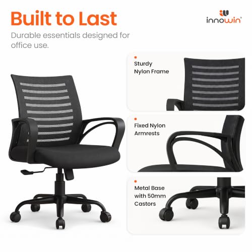 INNOWIN Mini Jazz Mesh Mid-Back Ergonomic Office Chair, Black - Image 6