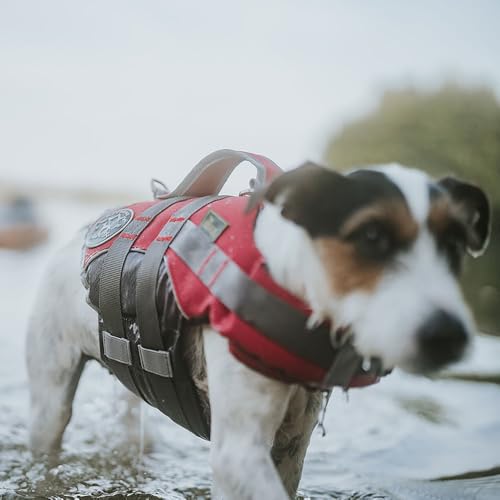 HUNTER Hunde-Schwimmweste MOSS, Farbe: rot, maximale Sicherheit durch starken Auftrieb, individuell verstellbar, reflektierende Elemente, praktische Handschlaufe, Größe: M