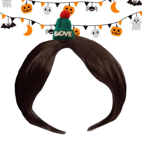 Pet Wig - Short Hair Dog Costume Wig For Puppy Kitten | Cute Funny Adjustable Halloween Cosplay Headband for Holiday Birthday Pa