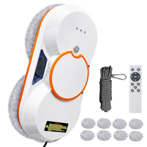 Pneterg Robot Laveur De Vitres avec Double Jet D’Eau Automatique, 3 Modes Robot Lave Vitre 3800pa De Aspiration Puissante, AI RéServoir D’Eau De 60 ML Robot Laveur De Vitre Automatique