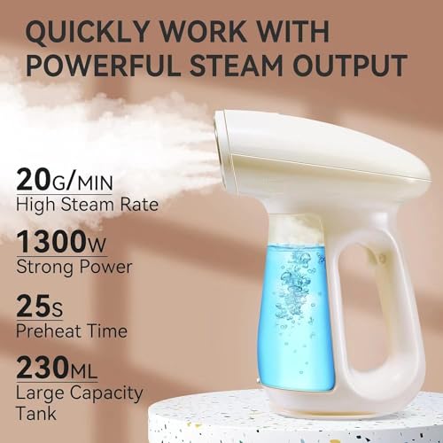 Bear Clothes Steamer, Handheld Portable Garment 1300W Powerful Wrinkle Release Vertical Steamers with 230ml Tank and Aromatherapy Box, Fast Heat Up, Auto Shut Off Iron Steamer - Image 2