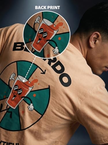 Image of Veirdo Men's Cotton Oversized Fit Oversized Baggy Fit Drop Shoulder Cool and Stylish Graphic Printed Design Half Sleeve T-Shirt (Available Sizes: S to 2XL)