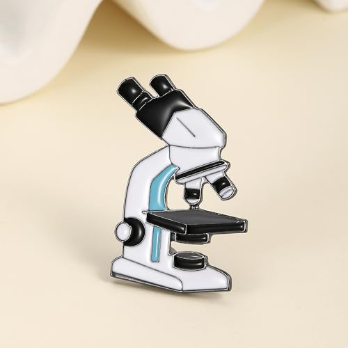 Image of Science and Medical Microscope Brooch,Colorful Enamel Lab Pin Jewelry for Scientists Laboratory Enthusiasts Badge Gifts