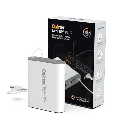 Image of Oakter Mini UPS Plus WiFi Router Broadband Modem | Backup Up to 6 Hours | WiFi UPS Power Backup During Power Cuts | UPS Broadband Modem | Current Surge & Deep Discharge Protection