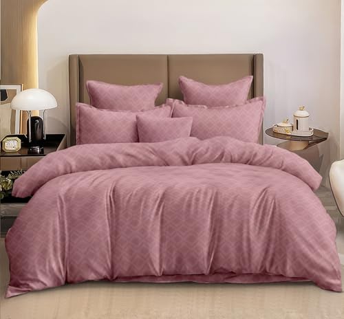 Image of DECOR2ADMIRE Super King Size Cotton Bedsheet 108x108 Inches, 400 TC Premium Cotton Bed Sheet with 2 Pillow Covers, Soft Breathable Luxury Printed Bedding (Blush Pink)