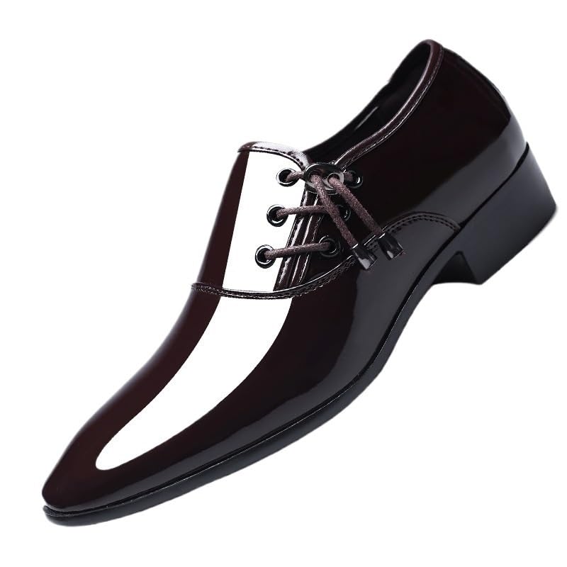 Classic Bright Upper Leather Lace Up Shoes for Men Stylish Business Casual Comfort Dress Oxfords