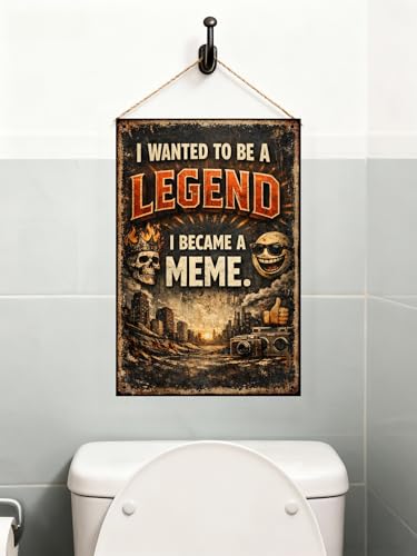 I Wanted To Be A Legend I Became A Meme Metal Tin Wall Plaque Vintage Funny Quote Urban Grunge Art Skull Camera City Scene 8x12 Inch Decor - Image 2
