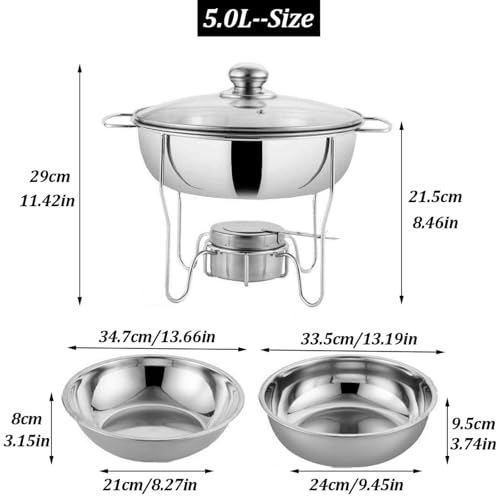 Set redondo buffet con calentador y tapa de vidrio 5.0L miniatura 7