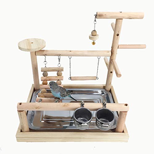 WYunPets Parrots Playstand Bird Playground, poleiro de madeira, suporte de academia, cercadinho com