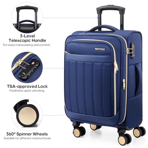 Softside Carry On Luggage 20 Inch Expandable Carry On Luggage 22x14x9 Airline Approved with Spinner Wheels & TSA Lock, Waterproof Large Capacity Suitcase Travel Bag for Men and Women3