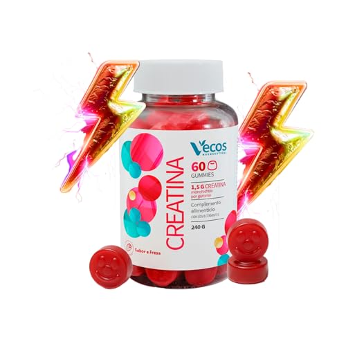 Creatina Monohidratada en Gominolas 3000 mg | Gummies de Creatina Sin Azúcar | Sabor Fresa Ácida | Mejora Fuerza y Rendimiento