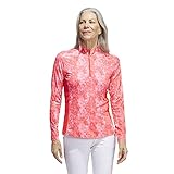 adidas Golf Women's Essentials Long Sleeve Printed Mock Polo Shirt, Bright red, Medium