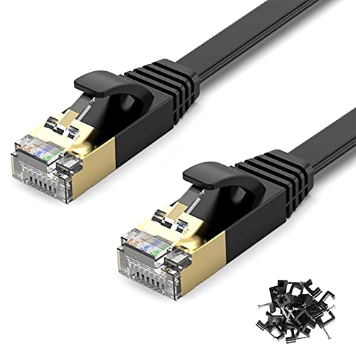 TBMax 10m Lan Kabel Cat7 - High Speed Netzwerkkabel Gigabit RJ45 Internetkabel Flach Ethernet Patch Kabel f&uuml;r Router, Modem,PC, Laptop, schwarz