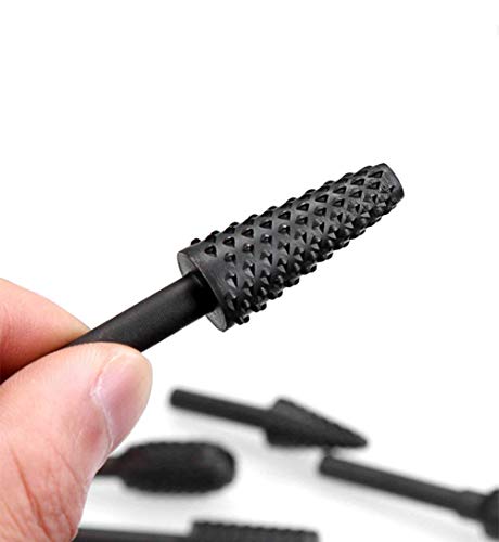 Asnomy 10Pcs Woodworking Twist Drill Bits, Wood Carving File Rasp Drill Bits 6.3Mm(1/4") Shank Electrical Tools Woodworking Rasp Chisel Shaped Rotating Embossed Grinding Head thumb #4