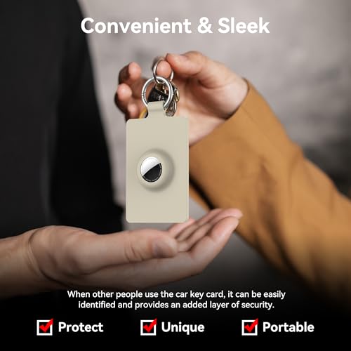 Image of Card Holder for Tesla Keycard with AirTag Slot, Soft Silicone Key Card Protective Case Cover for Tesla Model 3 Y S X Cybertruck, Key Holder with Keychain Key Rings - 1 Pack,Starlight