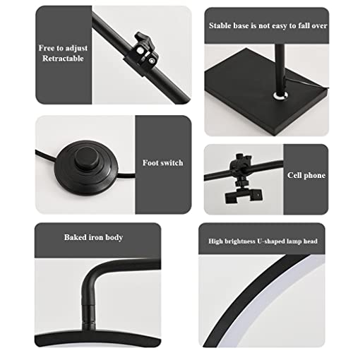 Lampadaire pour Extensions de Cils avec Télécommande et Hauteur Réglable Noir - 5