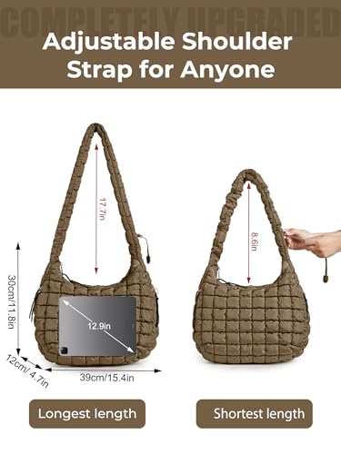 Image of Quilted Tote Bag for Women, Nylon Puffy Hobo Crossbody Shoulder Bag Purse