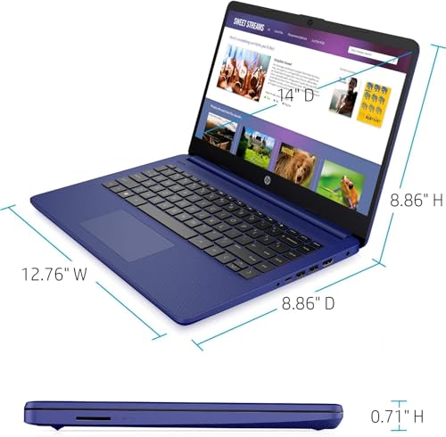 Image of HP 14 Laptop • Back to School Limited Edition with Microsoft 365 • 4-Core Intel CPU • 8GB RAM •1600GB Storage (64GB OnBoard + 512GB External + 1TB OneDrive) • Indigo Blue • w /WOWPC Bundle • Win 11