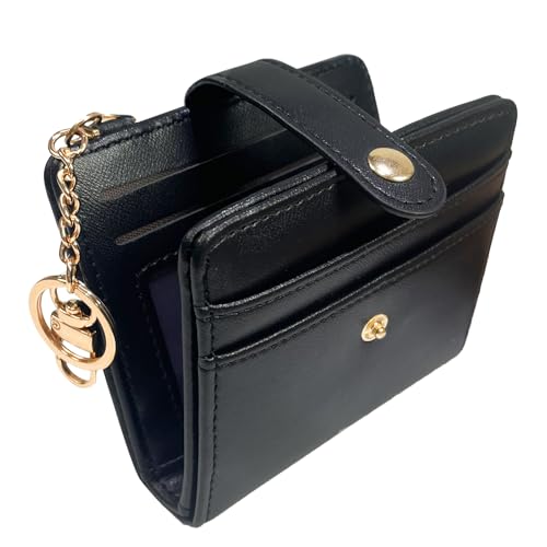 Slim Wallet for Women, Small Slim Thin Compact Credit Card Women Wallet, PU Leather Bifold Cash Wallet, Zipper Coin Pocket & ID Window, Female Wallet