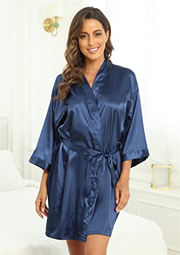 Image of Super Shopping-zone Women's Pure Bride Robes Embroidery Bridesmaid Robes Bridal Party Kimono Robe Wedding Sleepwear