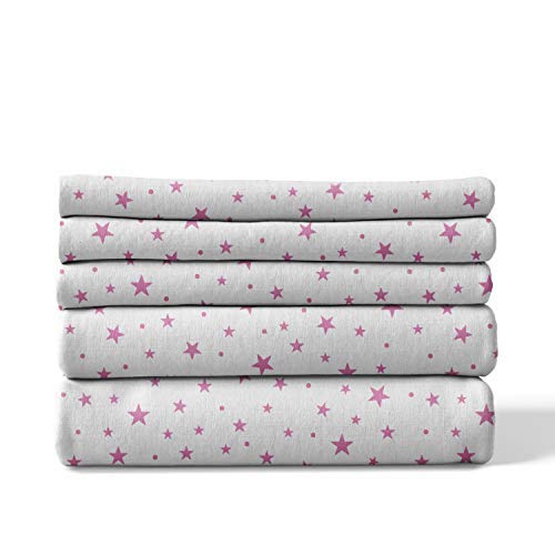 Melunda lange bébé en mousseline de coton - lot de 5-80x80 cm - Rose Stars - certifié Oeko-Tex - Hypoallergénique sans produits chimiques, lavable à 95° C Cover
