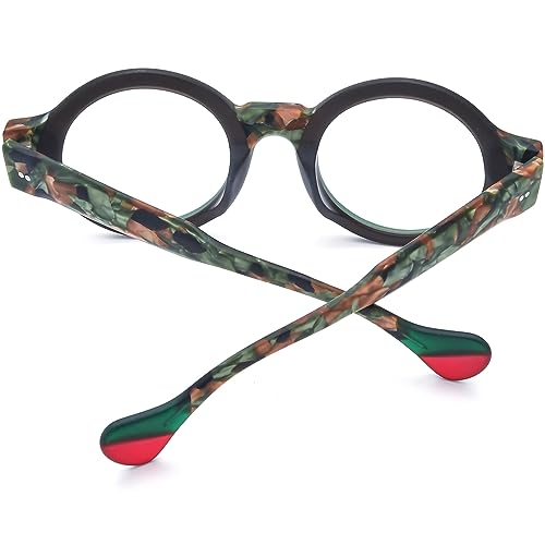 Image of HEPIDEM Multicolor Acetate Glasses Frame Women Oversize Vintage Round Eyeglasses Optical Spectacles 9271