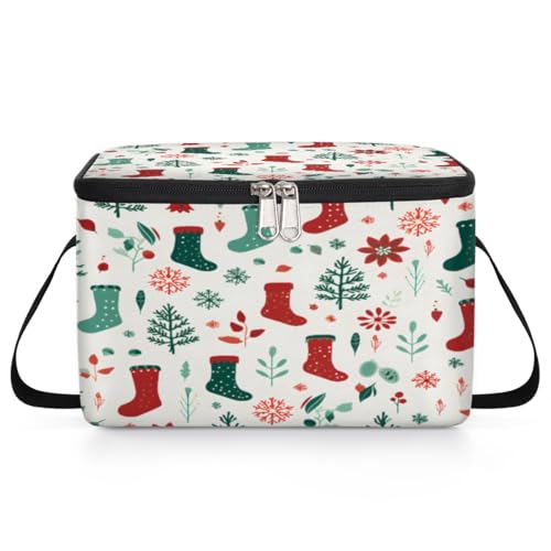 GzLeyigou Christmas Socks Decor Lunch Bags for Women Men 9 Cans, Hot & Cold Food Delivery Bag Insulated Grocery Bag Insulated Lunch Box Cooler Bag for Office Work Picnic Beach