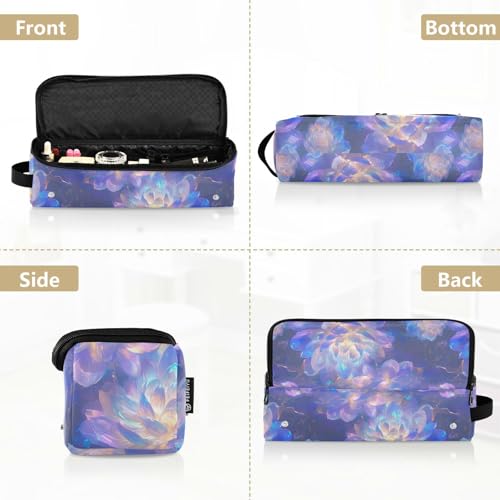 Bolsa de viaje resistente al calor para herramientas de cabello con diseño de flores grandes moradas, ideal para planchas y rizadores miniatura 5