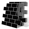 Tiwoos Thick Black Peel and Stick Subway Tile Backsplash Self Adhesive for Kitchen Bathroom Wall (10-Sheet, 12"×12")