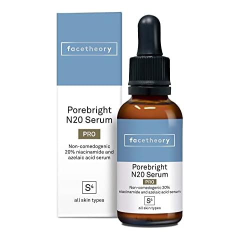 Facetheory Porebright Serum N20 Pro with 20% Niacinamide and Hyaluronic Acid | Minimise Pores | Reduce Appearance Of Fine Lines | Lightens Skin Blemishes | Vegan & Cruelty-Free | Made in UK | 30ml Cover