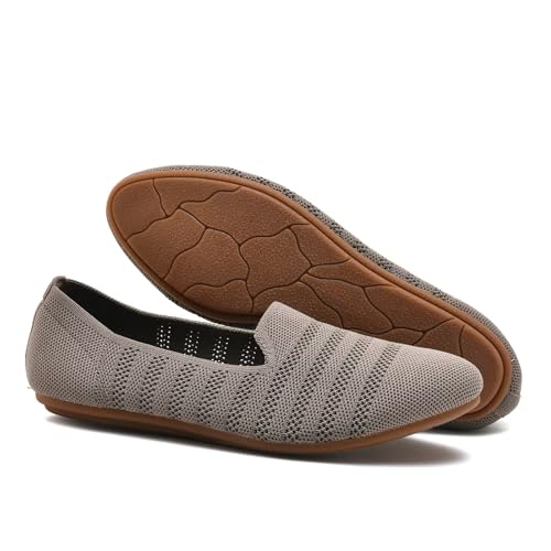 Image of poemlady Women's Ballet Flat Shoes Dress Shoes Knit Round Toe Slip On Ballerina Walking Flats Shoes for Woman Low Wedge Casual