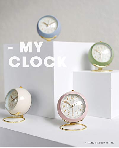 Image of Small Table Clocks, Classic Non-Ticking Tabletop Alarm Clock with Backlight, Battery Operated Desk Astronaut Clock with HD Glass for Living Room Bedroom Bedside Indoor Decor (Beige)