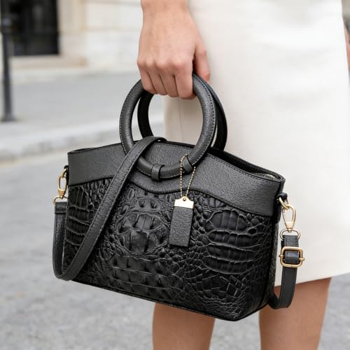 Bolso tote de mujer en cuero PU con diseño cocodrilo miniatura 2