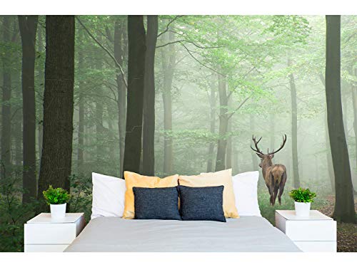 Papier peint photo en vinyle et papier peint Motif cerf dans la forêt 200x150cm papier peint
