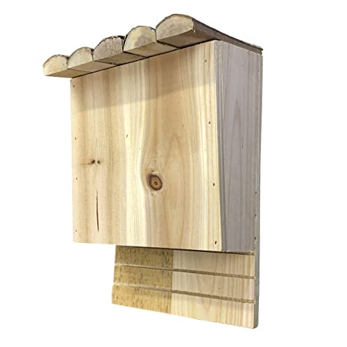 Selections Large Wooden Bat Box for Roosting and Nesting Single Chamber with Grooved Interior