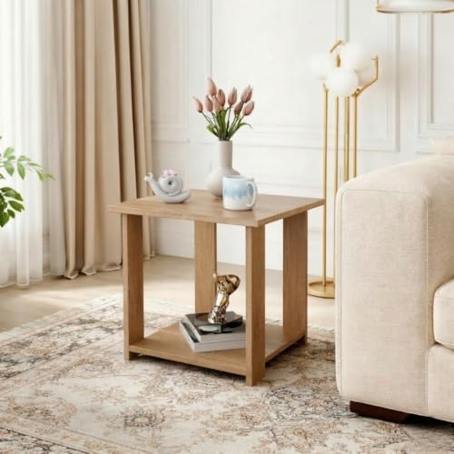 Image of SPYDER CRAFT Exotic Wood Bedside Table for Bedroom|Wooden Modern Side Tables for Bedroom|Side Table for Bed Room|Corner Table for Bed Room (Finish Color -Oak, DIY(Do-It-Yourself))