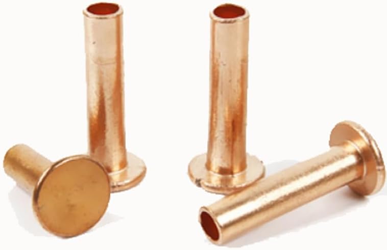 7pcs 8mm outer diameter semi-hollow flat head Purple copper rivets 20mm-24mm total length hardware fasteners auto parts - (Stem Length: 8mmx20mm)